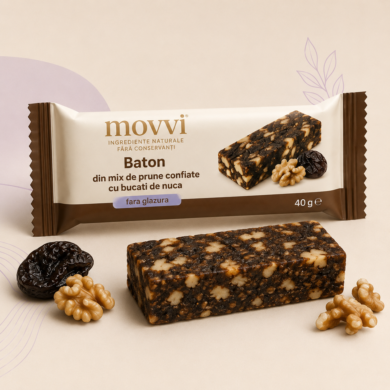 movvi baton fara glazura din prune confiate si nuci - imagine 1