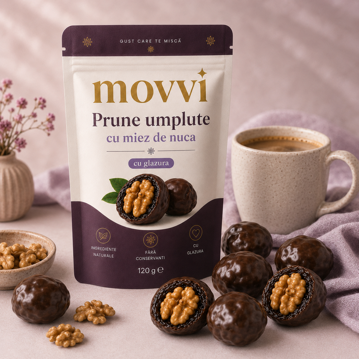 movvi prune umplute cu nuca si glazura de ciocolata neagra - imagine 2