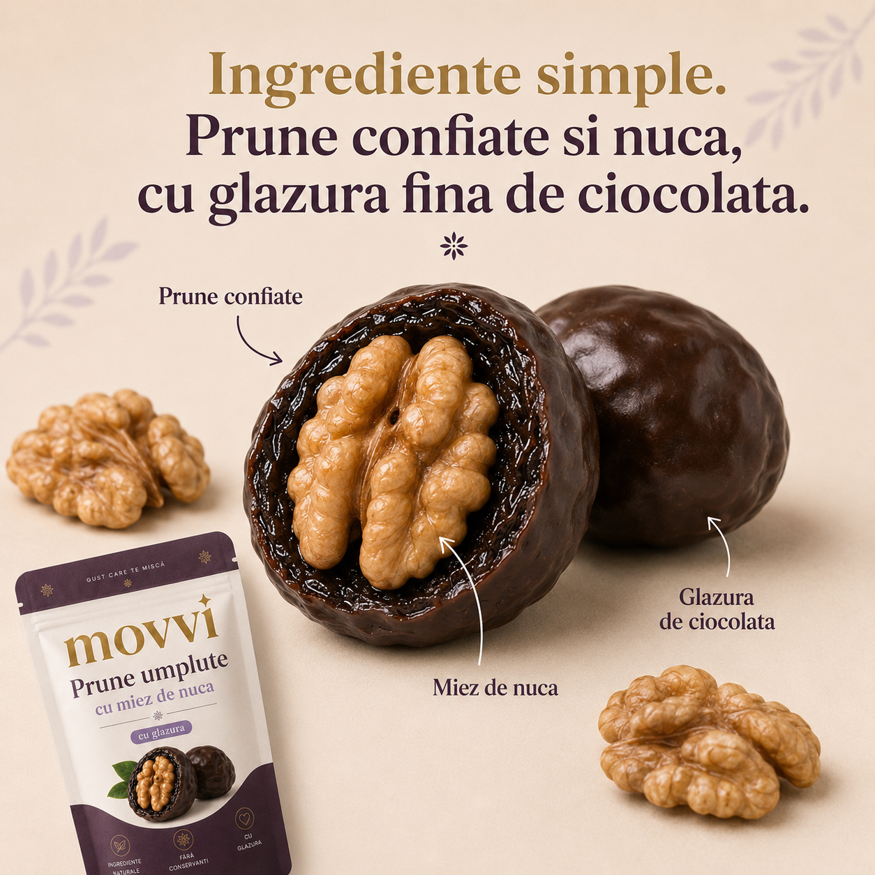 movvi prune umplute cu nuca si glazura de ciocolata neagra - imagine 4