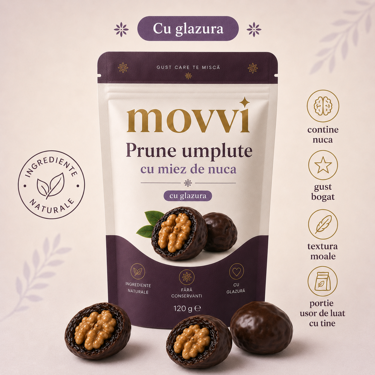movvi prune umplute cu nuca si glazura de ciocolata neagra - imagine 6